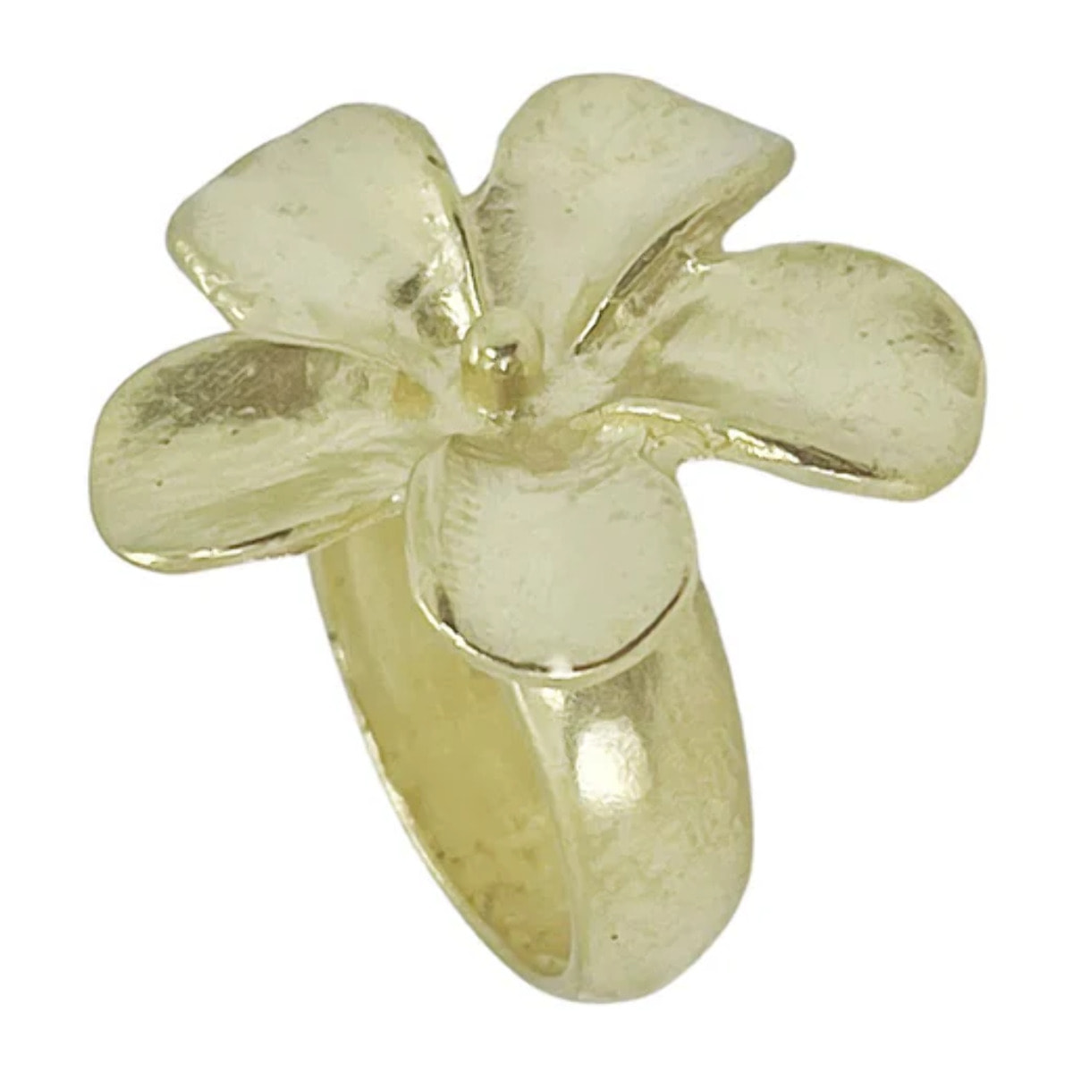 Anillo dorado "Flor grande" talla 16 zamak chapado