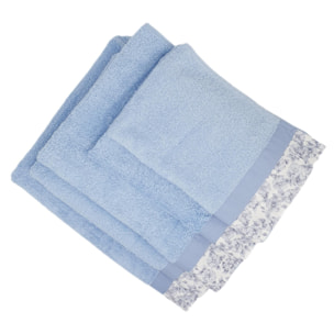 Set Spugna PRIMULA 5 Pezzi: 2 Viso+2 Ospite + 1 Telo Bagno - 450 gr/m² - Azzurro - Puro Cotone