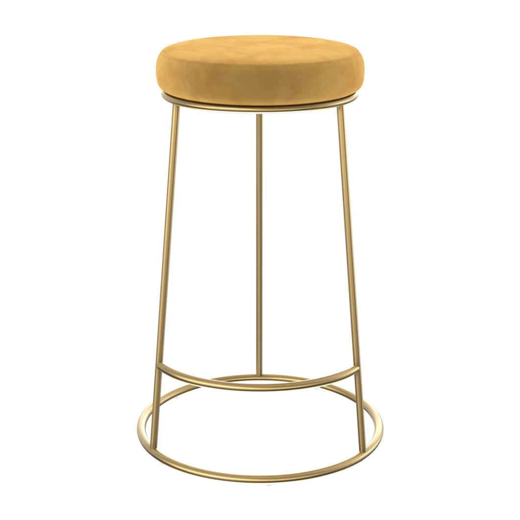 Tabouret de bar mi-hauteur Kendal en velours jaune curry 63 cm (lot de 2)