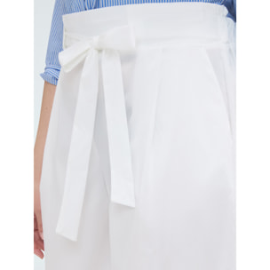 Fiorella Rubino - Pantagonna in popeline di cotone - Bianco