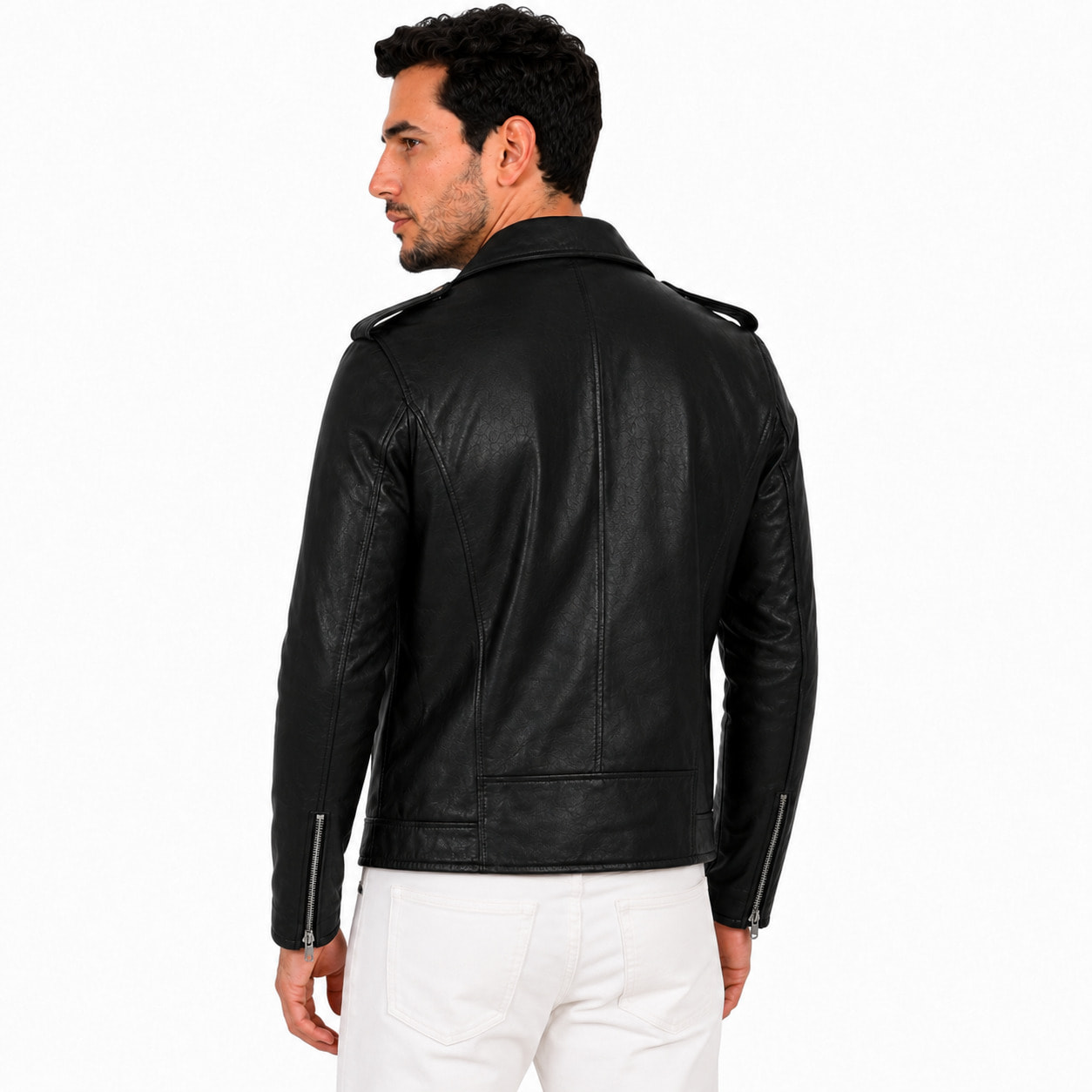 Chiodo in vera pelle di vitello Nero