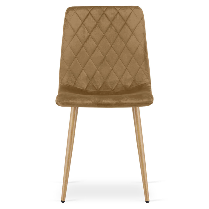 Sedia Turin in velluto marrone con gambe effetto legno