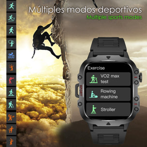 DAM Smartwatch QX11 outdoor. Llamadas Bluetooth, notificaciones push, más de 100 modos deportivos. Monitor cardiaco y O2. 5x1,2x4,3 Cm. Color: Beige