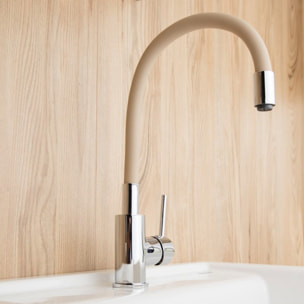 mitigeur cuisine à mémoire de forme, courbe en silicone beige (SIKOBSLPRO290BE)
