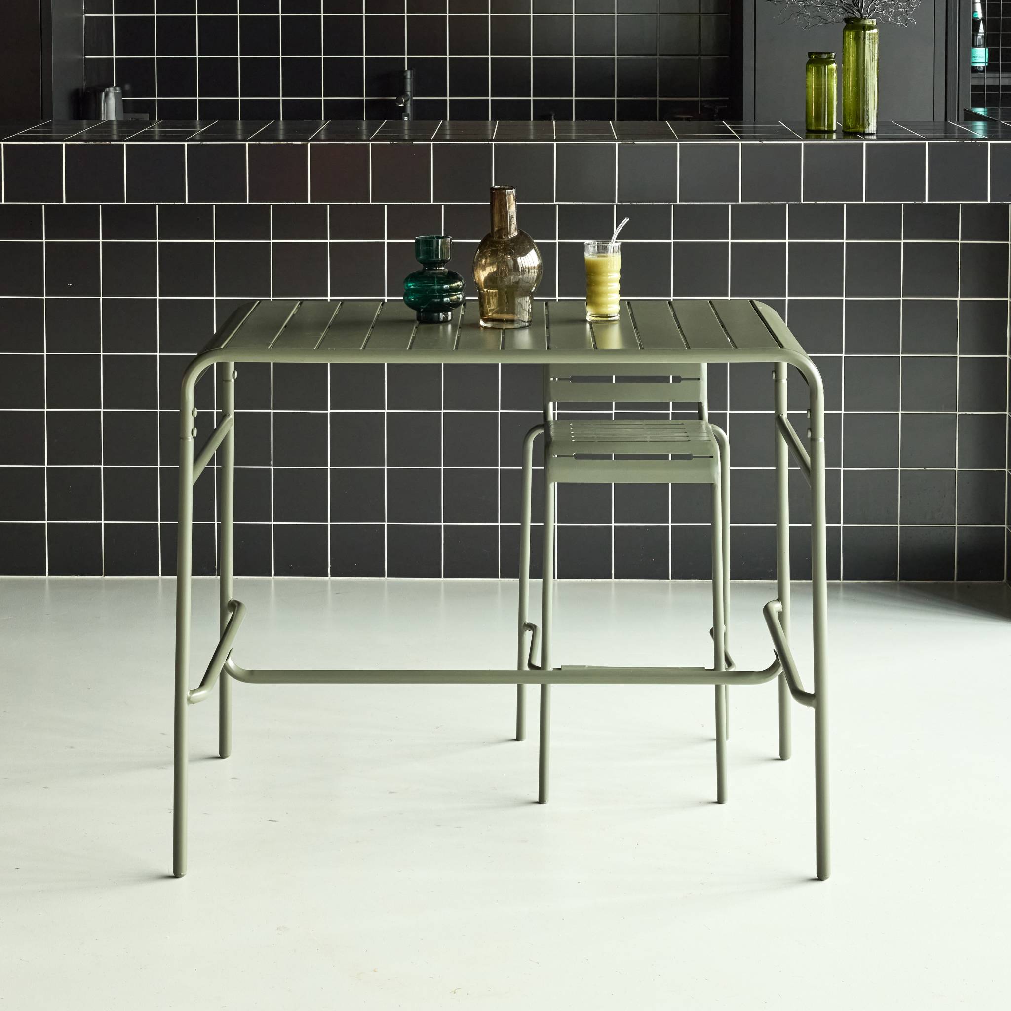 Table haute de jardin métal 4 places AMÉLIA