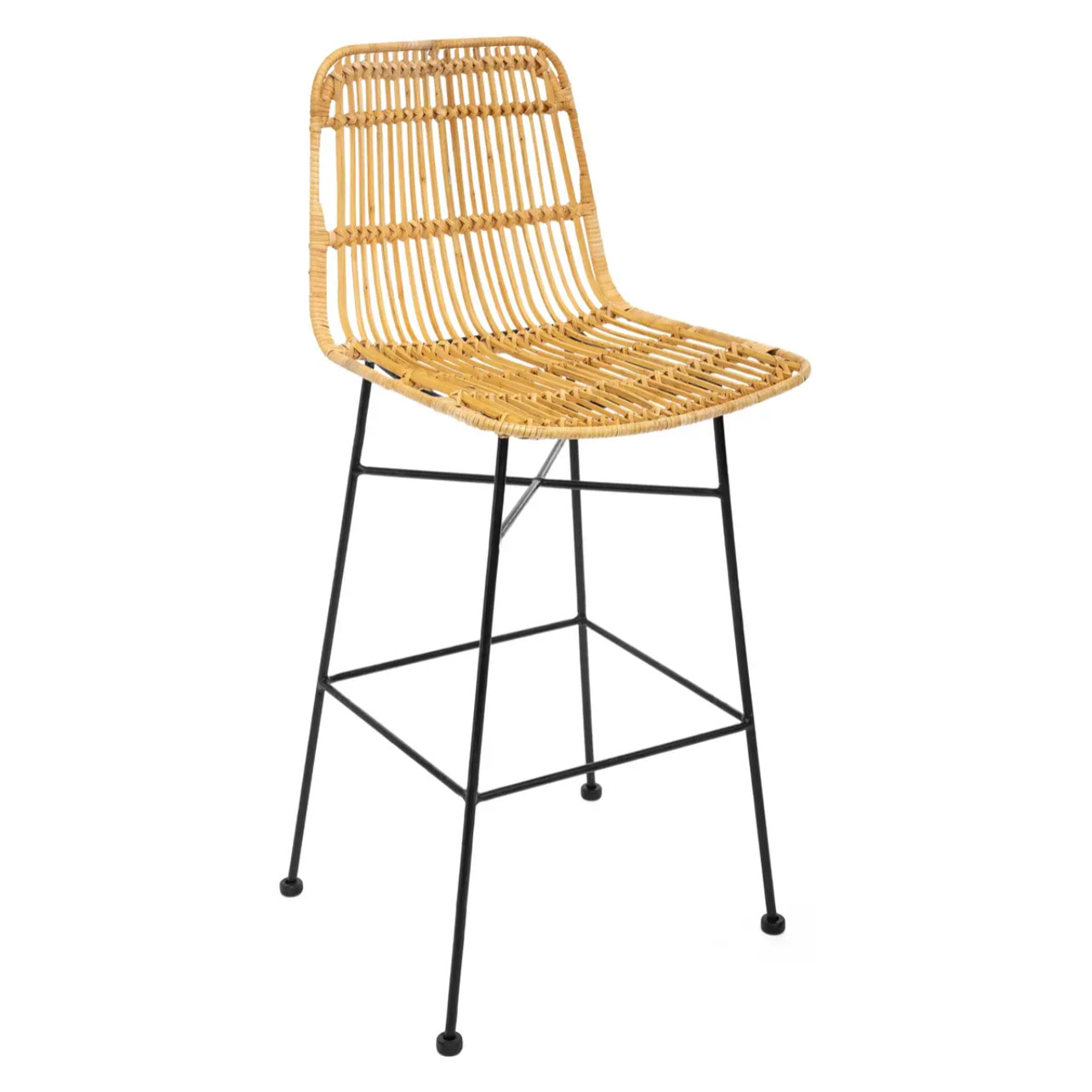 Chaise de bar "Kubu" métal et rotin