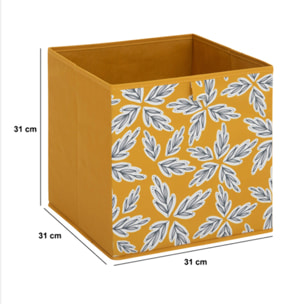 Boîte de rangement "Mix 'n' Modul" motif folia jaune 31x31cm