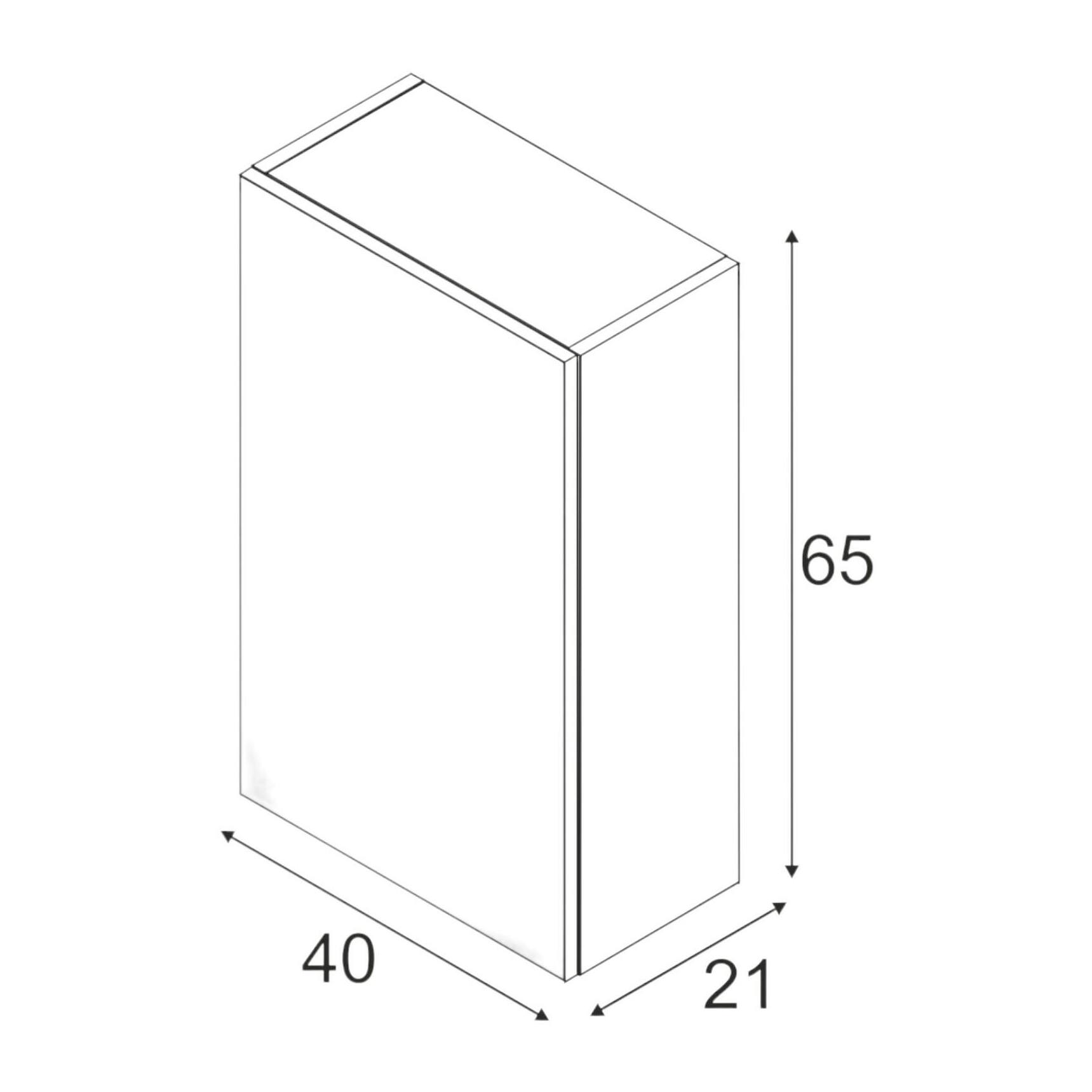 Mobile Pensile Bagno Lafayette, Mobile colonna per bagno, Armadietto sospeso, Bianco lucido, cm 40x21h65 - 1 anta