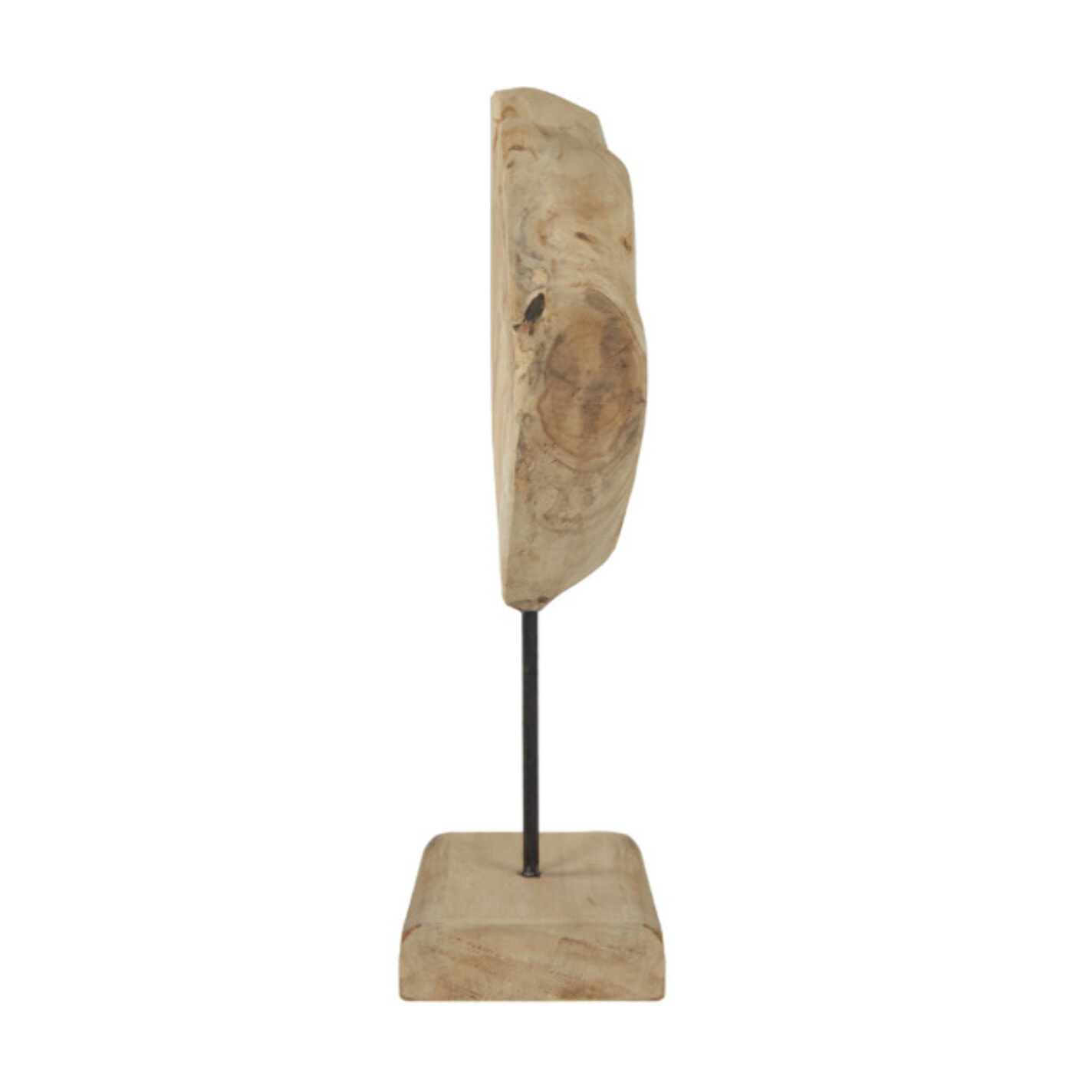 Sculpture Artisanale Cœur en Bois de Teck Massif H. 39 cm - BAKOU