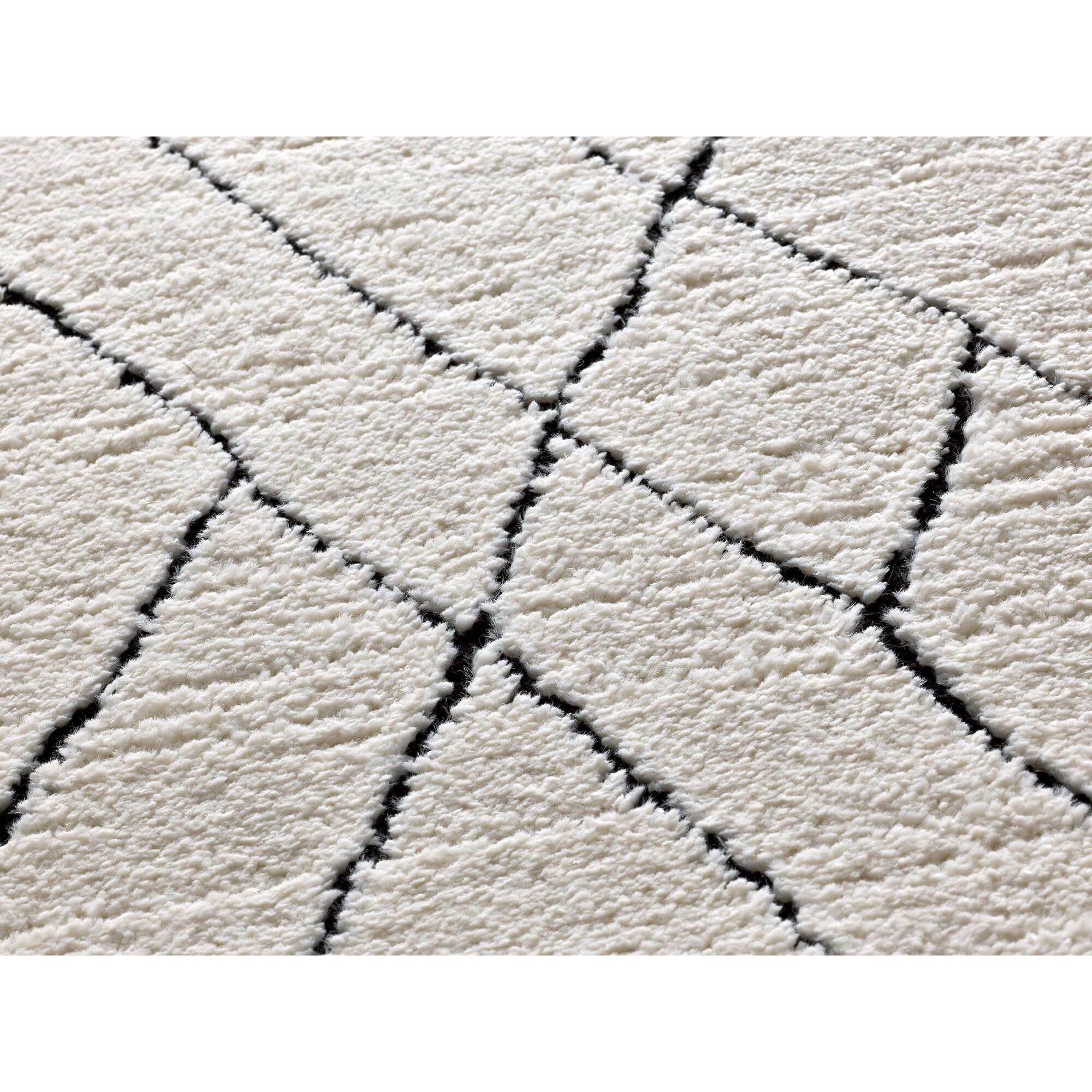 TURIN Alfombra bereber con relieve en blanco y negro, varias medidas disponibles