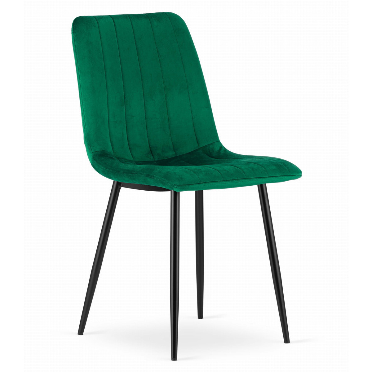 Sedia Lava in velluto verde scuro con gambe in metallo nero