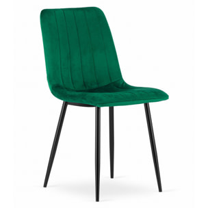 Sedia Lava in velluto verde scuro con gambe in metallo nero