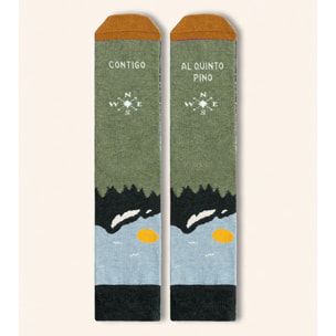 Calcetines "Contigo al quinto pino" Brújula