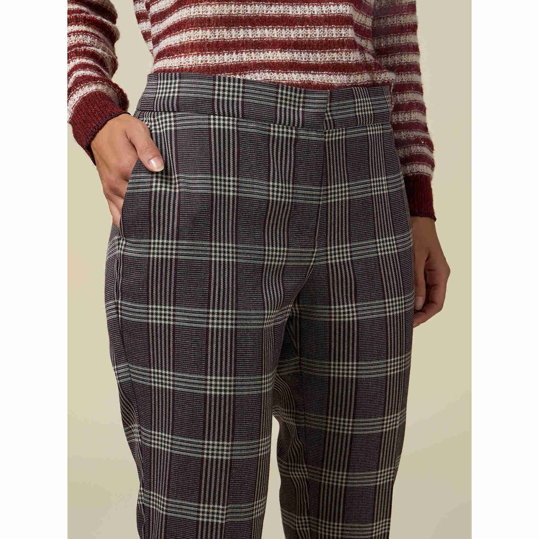 Oltre - Pantaloni check - Marrone