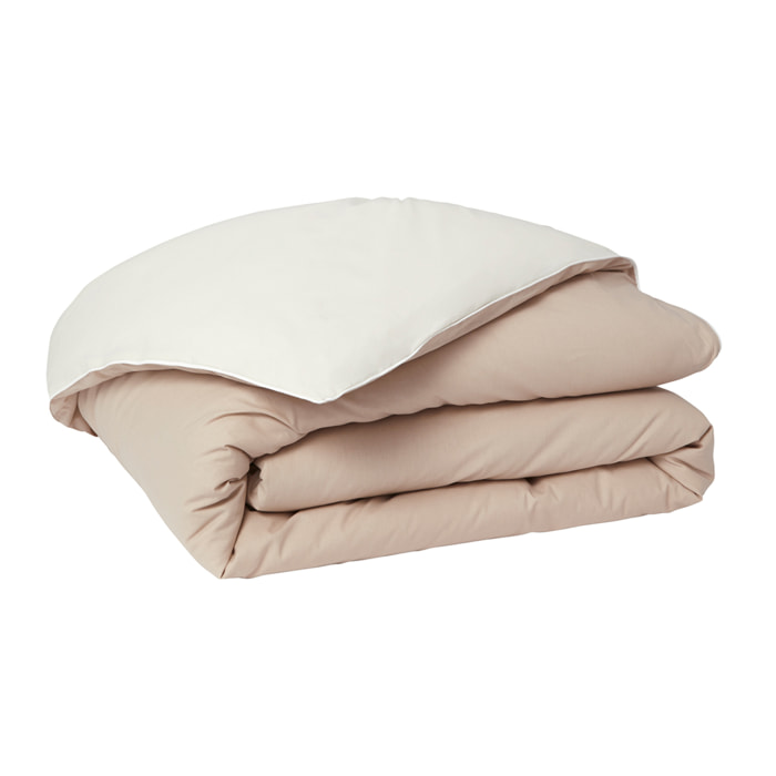 Housse de couette bicolore en coton, BONS JOURS, Beige biscuit / lin