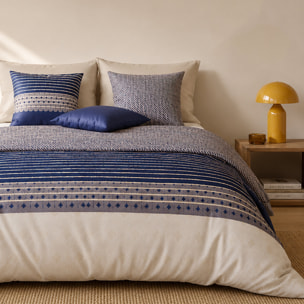 Parure housse de couette 100% percale de coton rayures horizontales - BLEVARIS