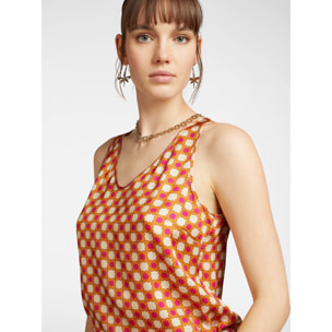 Elena Mirò - Top con estampado Monogram - Naranja sol