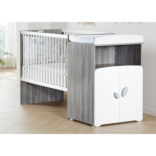 Lit combiné évolutif 120x60 en 90x190 en bois gris