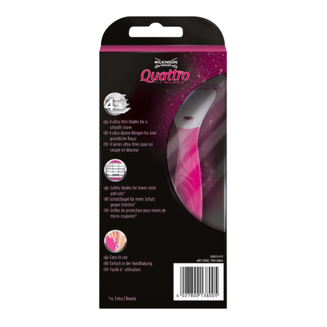 Pack de 2 - Wilkinson - Quattro For Women - Rasoir pour femme