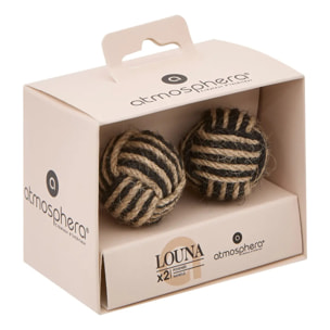 Lot de 2 boutons de meuble en jute Louna noir