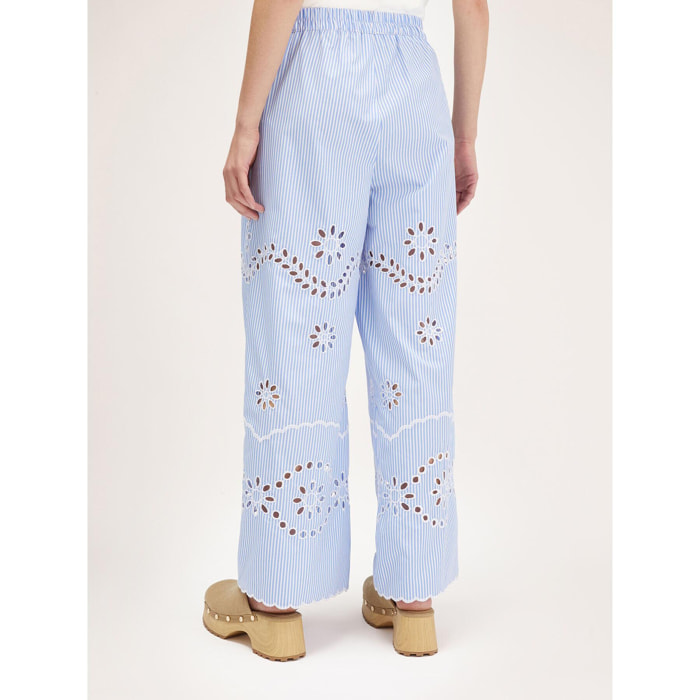 Motivi - Pantalones cropped de sankt gallen a rayas - Light - blue