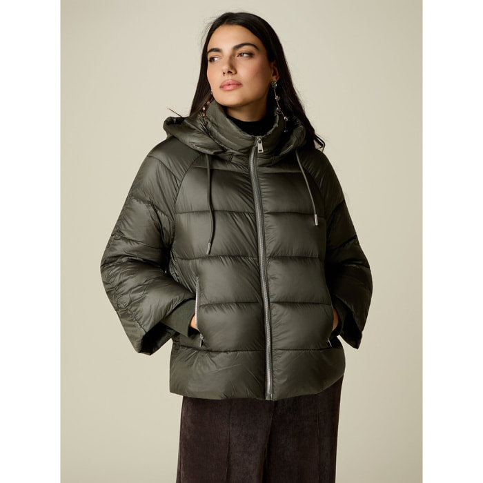 Oltre - Piumino in nylon con cappuccio - Verde militare