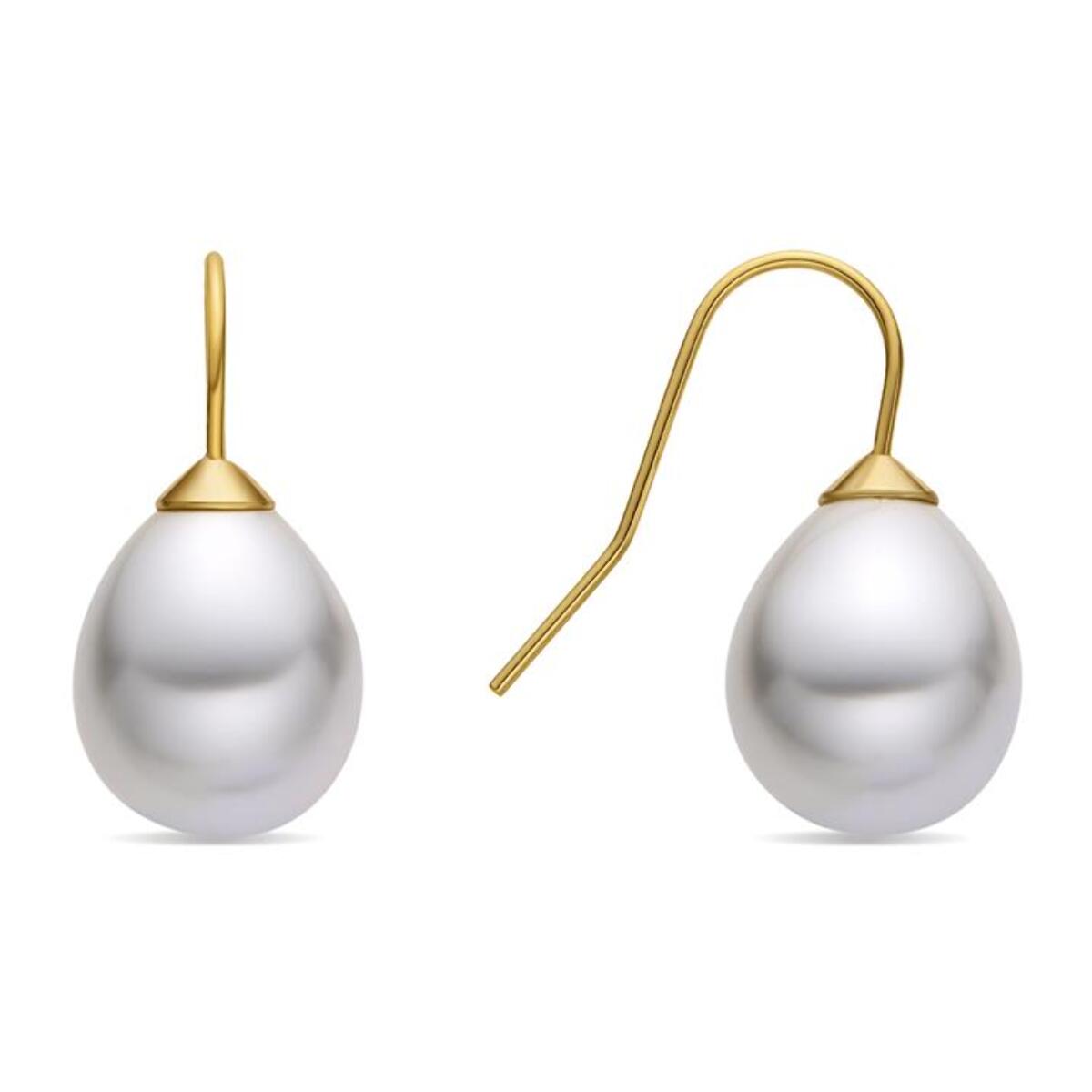 Pendientes con Perla Blanca acabado oro 18k