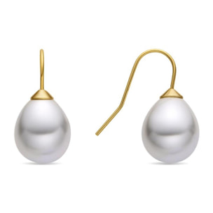 Pendientes con Perla Blanca acabado oro 18k