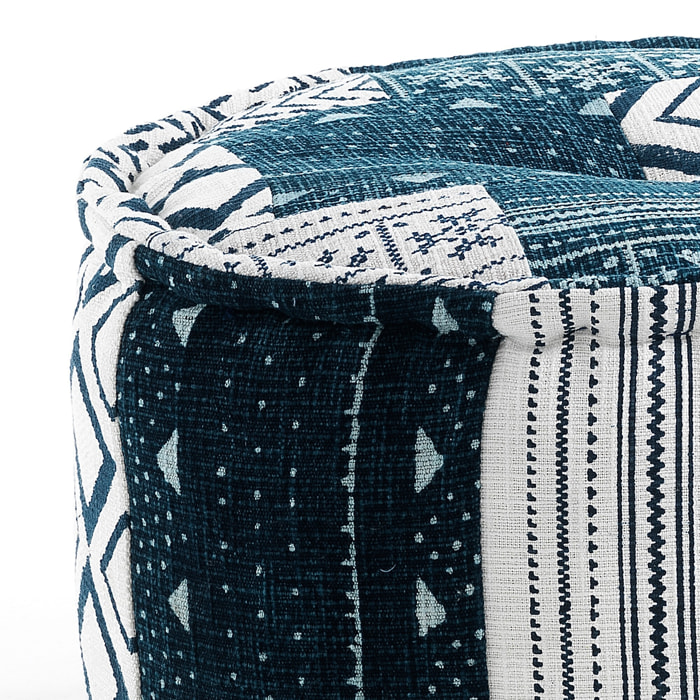 ORESTELUCHETTA Pouf rotondo YANTRA WHITE/BLUE