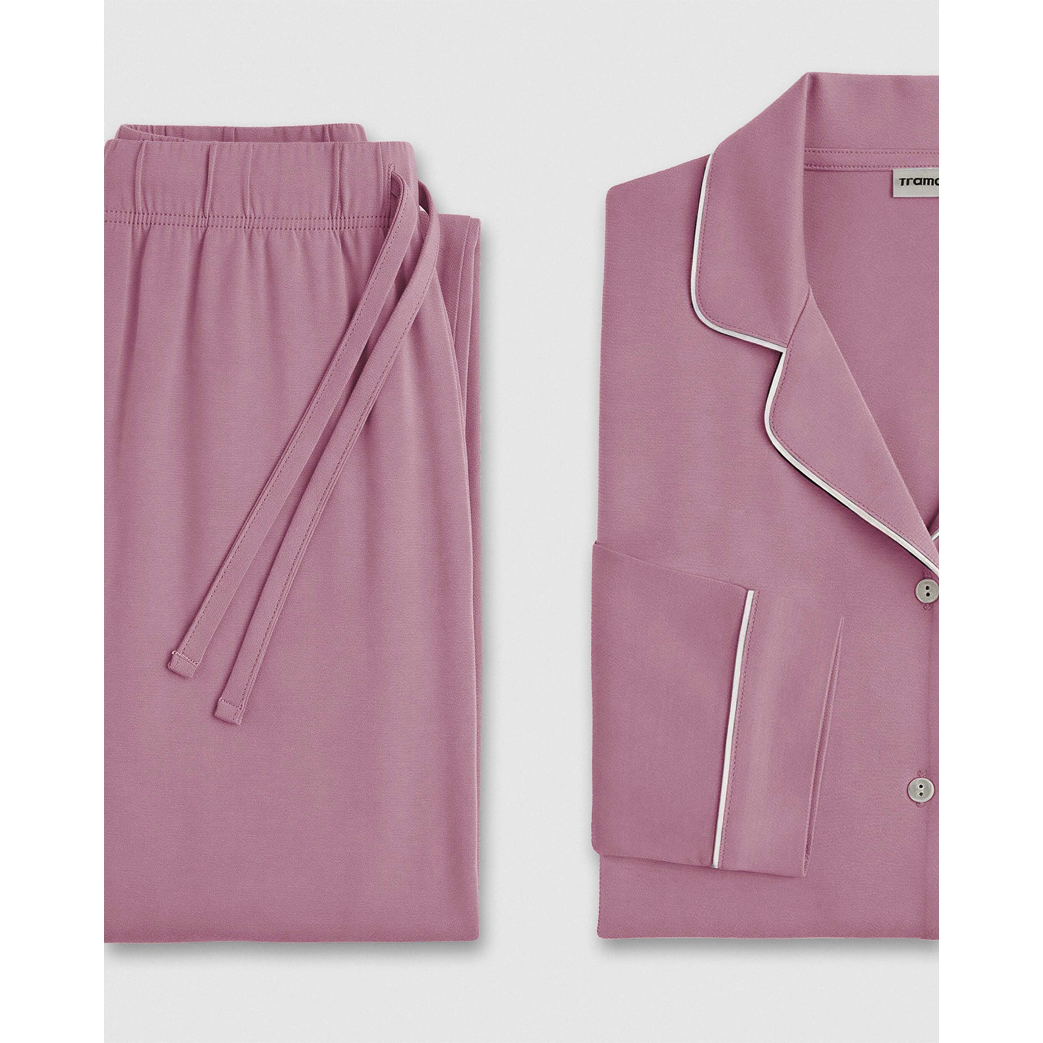 Pigiama a manica lunga a camicia in viscosa donna melanzana