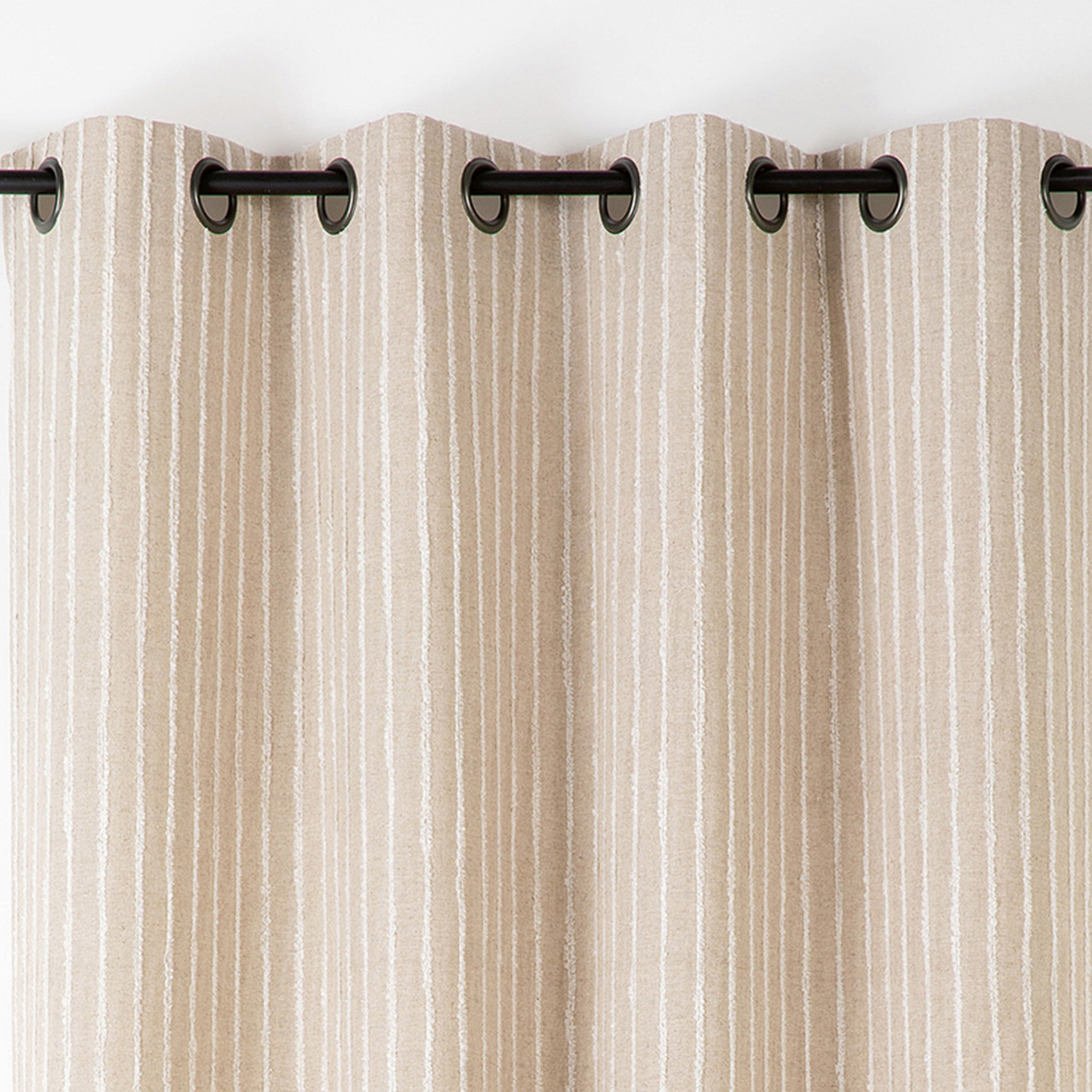 Rideau en lin et coton rayures tuftées - Lin