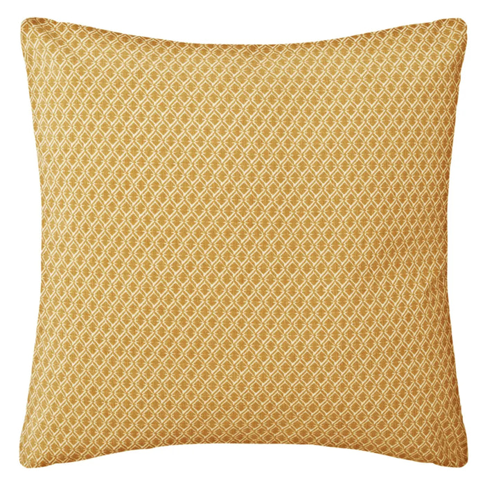 Coussin - motifs otto - coton - jaune ocre - 38x38 cm