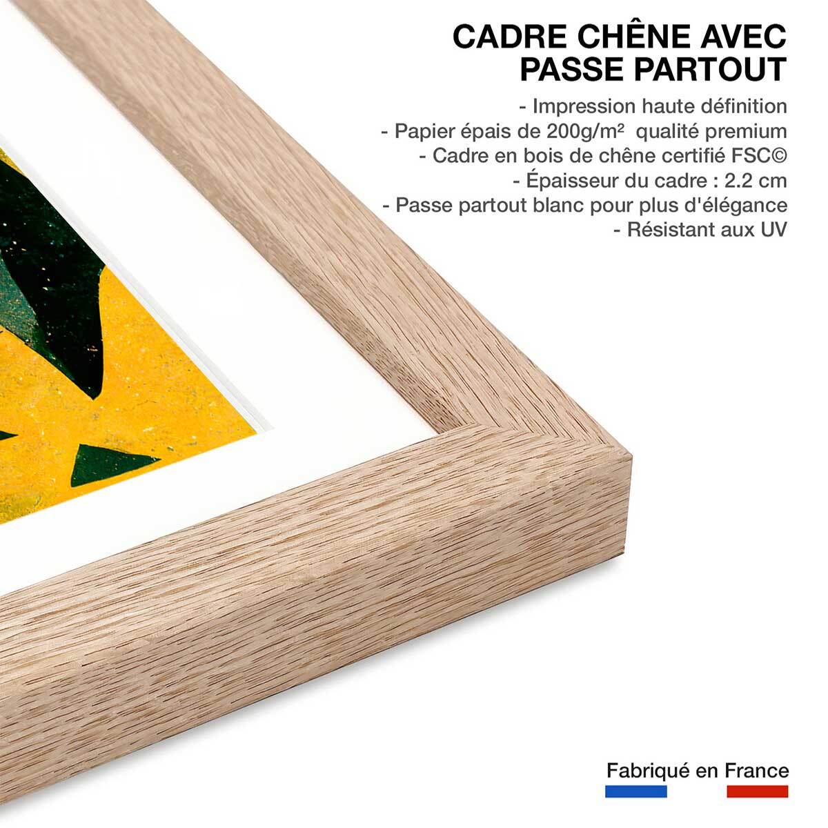 Affiche enfant cabane dans la forêt  Affiche + cadre en bois - Chêne