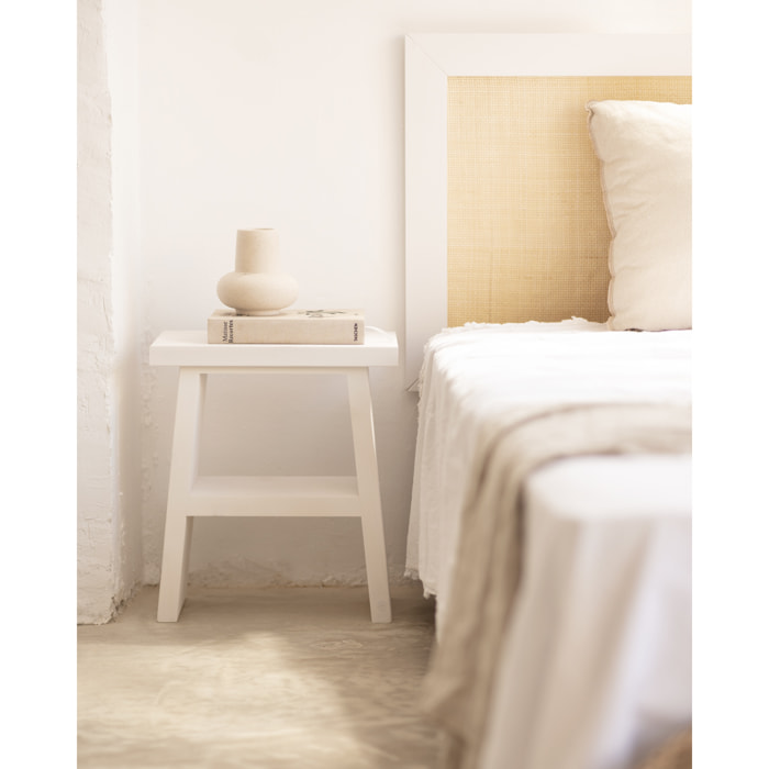 Table de chevet ou table d'appoint en bois massif 45x39cm en blanc Hauteur: 45 Longueur: 39 Largeur: 25