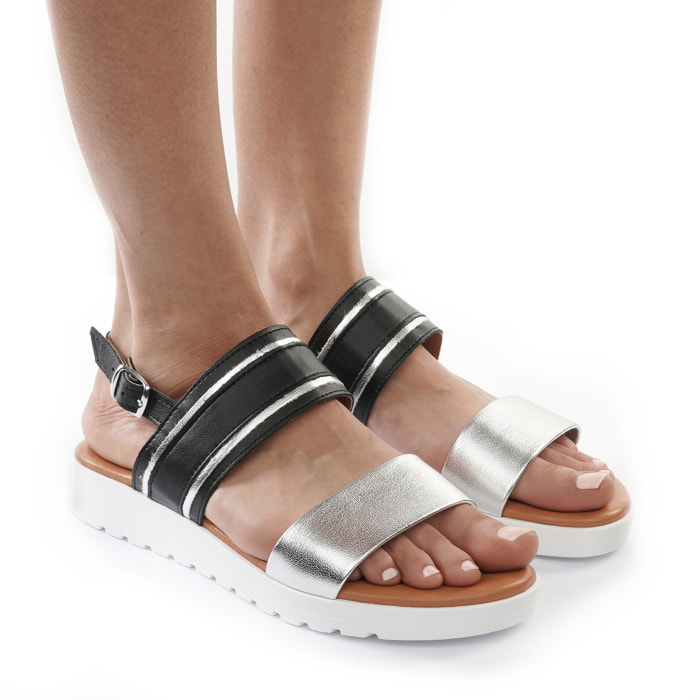 SANDALO ZEPPA DOPPIA FASCIA NERO