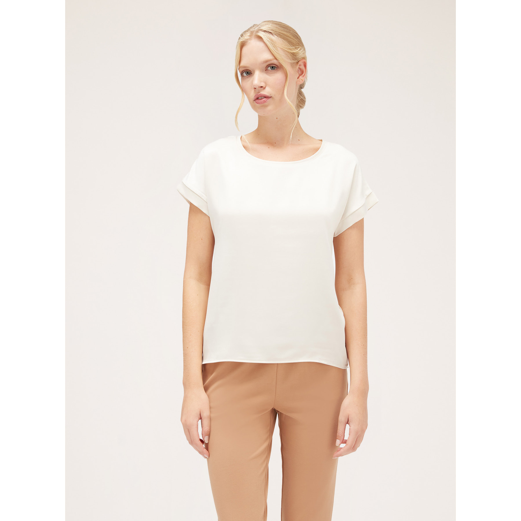 Motivi - Camiseta bimaterial - Beige