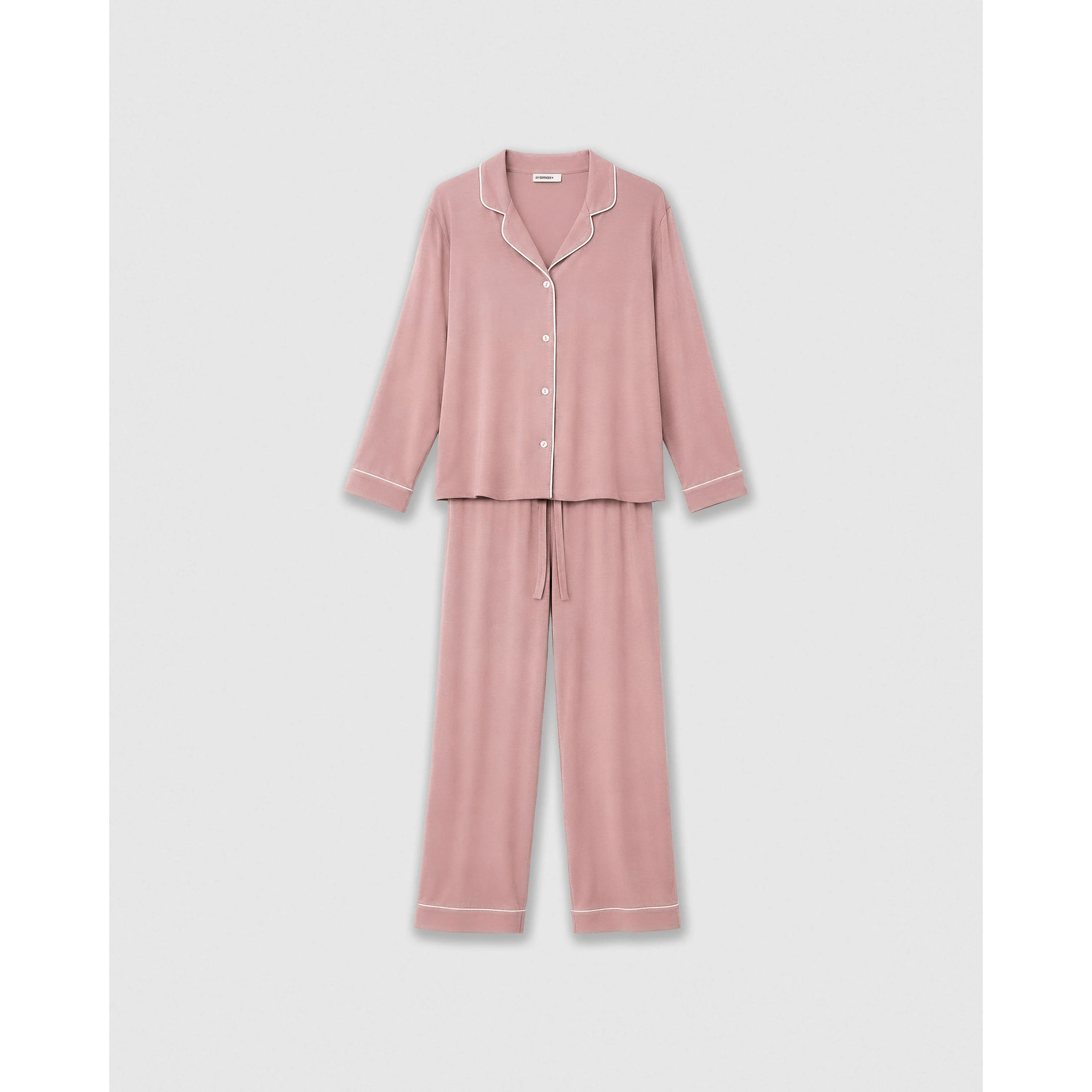 Pigiama lungo camicia in viscosa donna rosa viola
