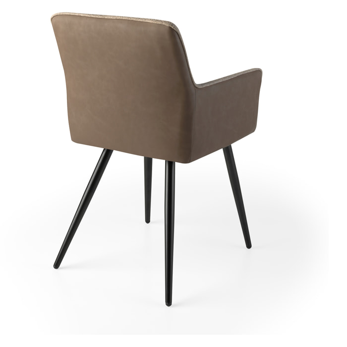 Set de 2 butacas – Tejido marrón y polipiel trasera