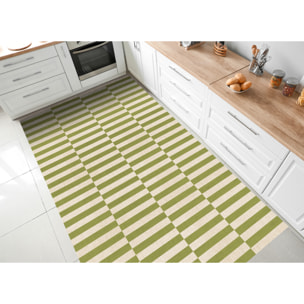 Alfombra de vinilo Dynamic Verde Oliva 133x200 cm -PVC antideslizante, vinilica para cocina o salón, lavable, estilo abstracto