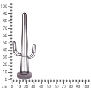 Profilo Cactus In Metallo. Altezza 91,5 Cm - Pezzi 1 - 32,5X91,5X23cm - Colore: Bianco - Bianchi Dino - Piante Artificiali