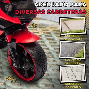 Moto Eléctrica para Niños 6V, Moto Eléctrica Infantil con Ruedas de Apoyo, Música, Faro, para Niños de 18-36 Mesas, Rojo