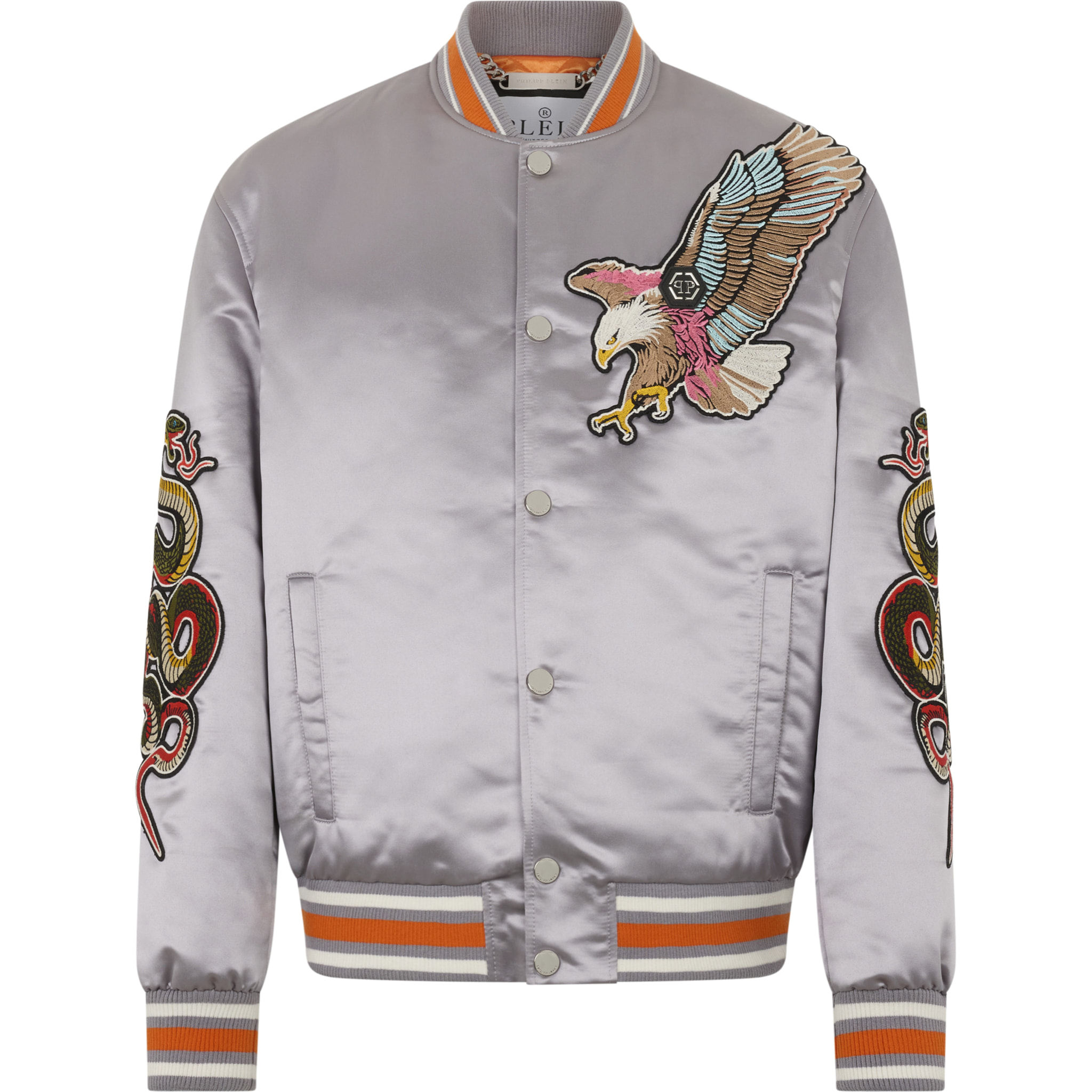 PHILIPP PLEIN Shiny Satin Bomber Tattoo Patches