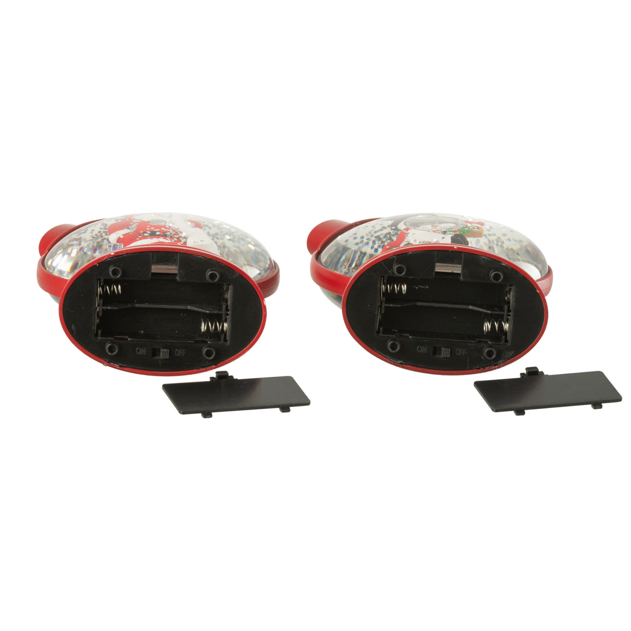 J-Line suspension Boule À Neige Bonhomme Pain D'épice + Père Noël - plastique - rouge - 2 pcs