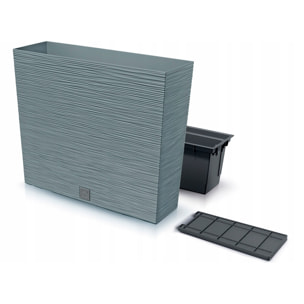 Macetero color cemento, con depósito, colección FURU, de 58 x 18 x 49,8 cm, capacidad de 12 L.