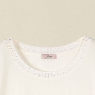Oltre - T-shirt con inserto in pizzo - Bianco