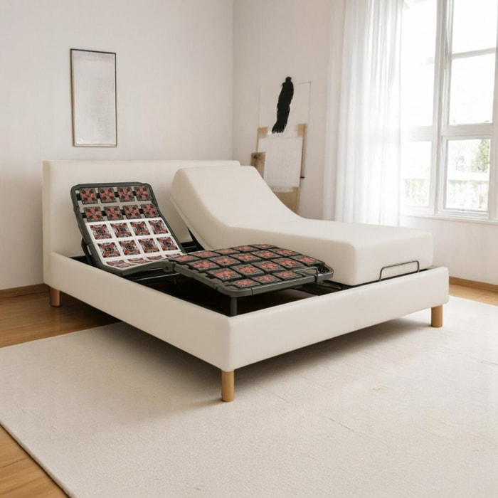 Literie orthopédique électrique à plots ergonomiques | 5 zones de confort | Contours et tête de lit inclus | Robuste et confortable| Moteur et Télécommande inclus