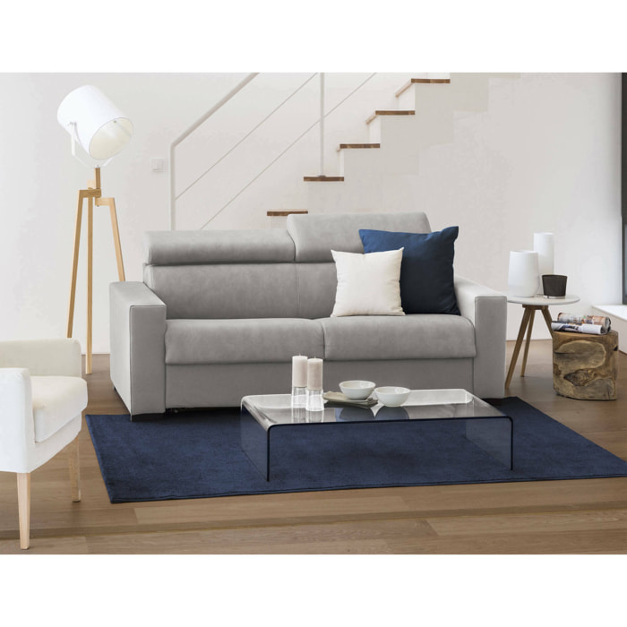 Divano letto 2 posti Annalara, Sofà Soggiorno apertura girevole, Poggiatesta regolabili e Braccioli standard, 100% Made in Italy, Cm 180x95h85, Grigio