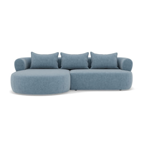 Angela - canapé d'angle gauche 4 places en velours texturé - Bleu