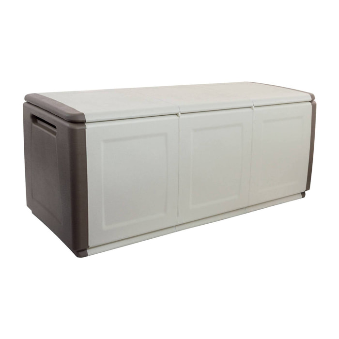 Baule contenitore multiuso polipropilene, Box portatutto, 100% Made in Italy, cm 138x53h57, colore Grigio chiaro