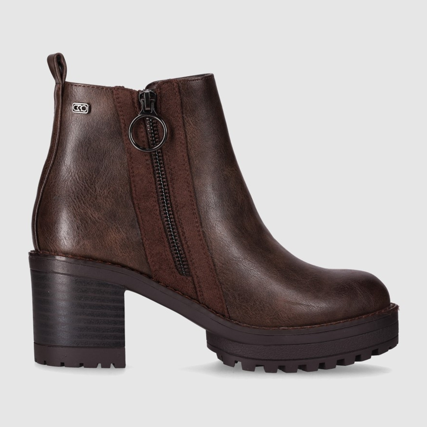 Botines de Piel Sintética - Marron - Tacón: 6 cm